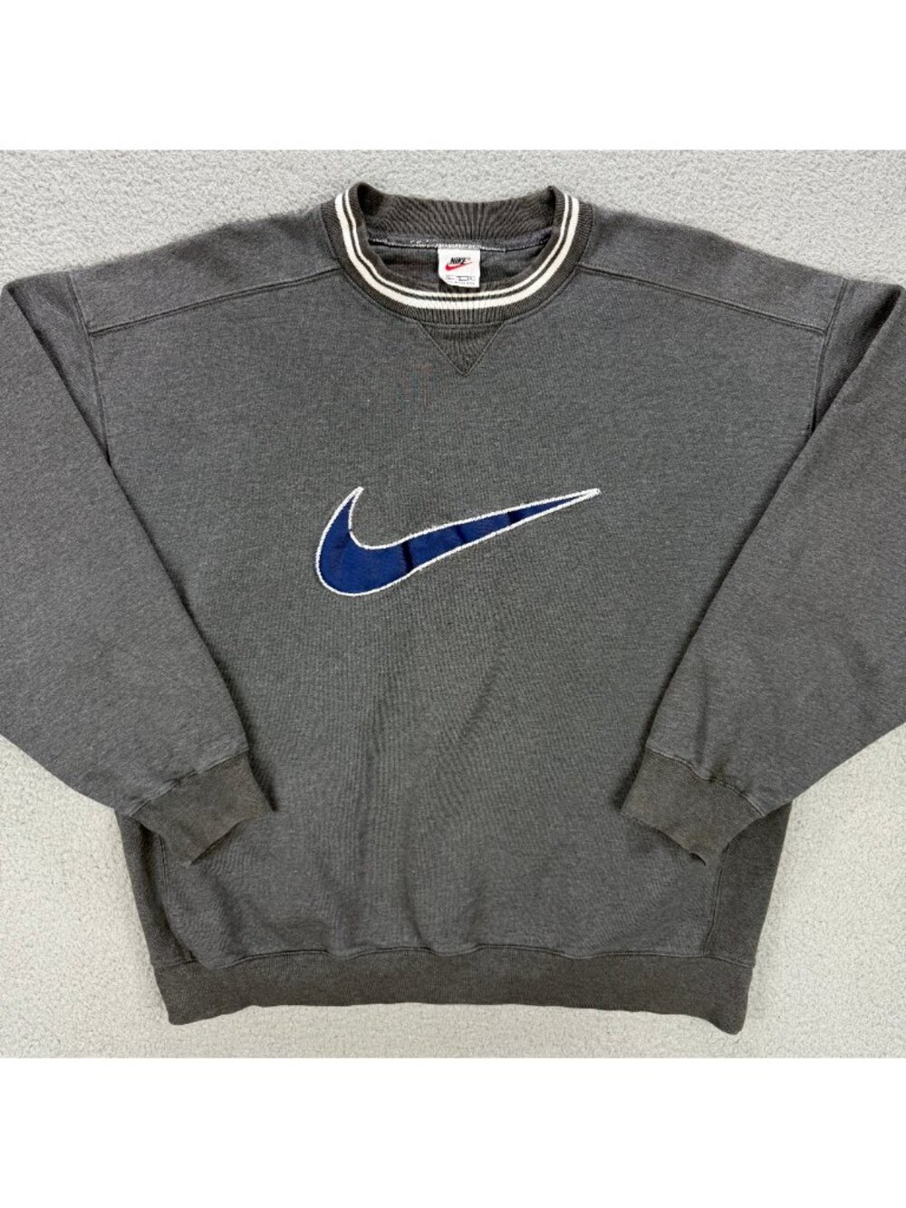 Vintage Nike Sweatshirt Men Extra Large XL Grey Big Center Swoosh Stitched 1990s